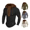 Erkek Hoodies Erkek Hooded Sweatshirt Vintage Dantel Çizme Hoodie Piled Omuz Tasarımı için İnce Fit Esnek Üst Renkli