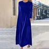 Abiti casual Semplice abito lungo abito di velluto dorato girocollo per le donne abiti sottili ed eleganti Mujer Verano 2024