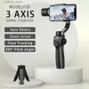 Stabilisatorer 3-Axis Universal Joint foldble telefonstabilisator med selfie stick lämplig för smartphone chock-absorberande stativvideo Vlog Q240320