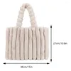 Totes Women Plush Grocery Bag Soft Stylish Underarm Solid Color Large Capacity Pleated Ladies Outdoor Leisure