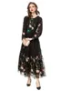 Casual Dresses Runway Spring/Summer Black Lace Embroidered Mid-length Dress 240218MZ07