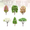 Flores decorativas 6pcs modelo de árvores em miniatura trem ferrovias arquitetura árvore ferrovia para diy artesanato cenário paisagem (padrão misto)