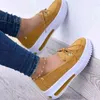 Casual Shoes 2024 Kvinnor Fashion Solid Color Imitation Suede Bow Tie Round Toe Low Heel Bekväm sexig plattform Sneakers