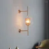 Wall Lamp Glass Lamps Nordic Bedside Bedroom Aisle Sconce Living Room Indoor Decorative Brass Luminaire