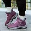 Casual Shoes Winter Women Men Boots Plush Leather Waterproof Sneakers Climbing Hunting Unisex Lace-up Outdoor Warm Hiking Boot Man