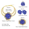 Set di gioielli per le donne 24K placcato oro originale matrimonio di lusso blu rosa collana di fiori orecchini partito Dubai gioielli in oro 240315