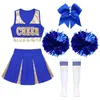 Kids School Meisjes Cheerleader Uniformen Mouwloze Crop Top Rok Sokken Kleding Sets voor Kinderen Cheerleading Dans Outfits 240305