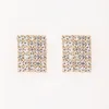 Stud Earrings Fashion Personality Square Crystal Yiwu Ear Accessories Manufacturers Direct Supply Can Be Mixed Batch E168