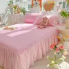 Bed Skirt Romantic White Yarn Edge Single Piece Bedspread Dustproof Anti Slip Mattress Protective Cover Little Fresh Sheet