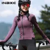 INBIKE hiver femmes maillot de cyclisme à manches longues thermique vélo hauts avec 3 poches vtt vélo Colthing coupe-vent vêtements de vélo 240314