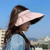 Cappelli a tesa larga Estate Borsette Parasole Donna Spiaggia all'aperto Morbido pieghevole Tappi a secchiello Protezione UV Doppio uso Cerchio per capelli Cappello da sole