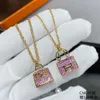 Luxury Jewelry Hemes Necklace Bag Necklace Pendant Set with Pink Diamond Plated 18k Rose Gold Kelly Bag Collar Chain