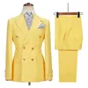 Costumes pour hommes Double boutonnage formel pour hommes 2 pièces ensemble marié smoking costume de mariage veste avec pantalon coupe ajustée mode masculine 2024