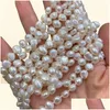 Beaded Necklaces Handmade Long 200Cm Natural 78Mm White Baroque Freshwater Pearl Necklace Sweater Chains6382252 Drop Delivery Jewelr Dhn6K