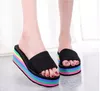 Slippers women's one-sided flip flops herringbone style, summer rainbow thick sole sandals high heels t outerwear casual beach wear GAI flip-flop outwear size36-41