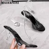 Klänningskor Summer Walk Show Model High Heels Women Sandals Sexig transparent kristallparty Ladies Wedding Bridal Silver Big Sizjcb H240321