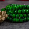 Strand boi osso esculpido contas redondas verdes angustiado antigo malaquita diy acessórios pulseira