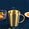 Mugs Travel Coffee 300ml Tea Kitchen Milk Drinking Mug Water Handle Drinkwater Cold Accessories Stainless Steel Cup With