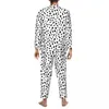 Мужская одежда для сна, пижамный комплект с принтом собаки далматинца, осенний, черный и белый, модный, повседневный, из 2 предметов, винтажный дизайн, ночное белье, подарок