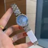 Wristwatches Fashion Brand Steel Watchband Auto-date Shell Watch Diamond CZ-inlaid Dial Ladies Quartz Wristwatch