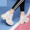 Shoes Women Chunky Wedges Vulcanized Shoes Korean Style Laceup Round Toe Trainers Casual Comfortable Sneakers Sapatos Feminino