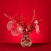 Vases Wealth Figurine Flower Vase Art Money Bag Shape For Desk Shelf Bedroom