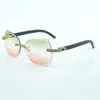 New product double row diamond cut sunglasses 8300817 natural black wood leg size 60-18-135 mm