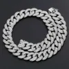 Maßgeschneiderte S925 Sterling Silber 18 mm 20 mm breite 3-reihige kubanische Kette mit Gra D/vvs Moissnaite Hip Hop Halskette Cuban Link