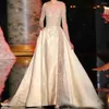 Runway Dresses 2024 Sheer Poad Puffy A-Line Sweep Train Satin Long Formal With Appliques Hyls Celebrity Clows