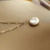 Pingentes 2024 moda única cor natural pérola genuína cheia de ouro legal menina gargantilha colar pode personalizar comprimento presente de casamento