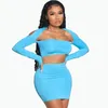 Casual Dresses SKMY Women Clothing Long Sleeve Dress 2024 Autumn Fashion Sexy Party Night Club Outfit Blue Bodycon Mini Solid Color
