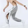 Pantaloni da uomo Pantaloni sportivi quotidiani Vestibilità ampia Sport con chiusura a bottoni laterali Vita elastica per allenamento in palestra Jogging da uomo traspirante