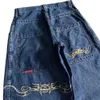 Jeans masculins Jnco Y2K Streetwear Hip Hop Graphic Retro Retro Blue Pantalons Men Femmes 2024harajuku High Waid Jam Le jambe Lignet Winter01 604