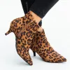 Stövlar Autumn Women's Ankle Boots Leopard Kvinna Zip Point Toe Woman Snakesskin Stilettos Plus Size Sexiga damer Suede Female Shoes