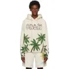 Chaopai Palm Angel Coconut Tree Skeleton Flame Letter Cut Hooded Sweater Mens and Womens Hoodie Coat