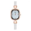 Wristwatches Rhinestone Wristwatch Elegant Square Dial Women's Watch With Decor Adjustable Faux Leather Strap High For Commute