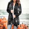 Damenjacken Kimono Damen Herbst und Winter Lässige Mode Langarm Strickjacke Lustiger Halloween-Druck Damen Oliv