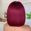 99J Burgundy Red Short Bob Human Hair Bagh مع Fringe for Women Remy Hair Bobs مع Bangs Ginger Orange Color