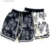 Shorts pour hommes Été Nouveau Short De Fleur De Cajou Hommes À La Mode Hip-hop Lâche Casual Sport De Plein Air Basket-Ball À Lacets Taille Élastique Pantalon Court Y240320