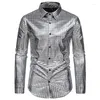 Men's Casual Shirts Spring Long Sleeve Fashion Stylish Square Plaid Stamping Print Shirt Men Stage Costume Banquet Nightclub