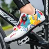 Footwear Graffiti SelfLockingCycling Shoes Men and Women MTB Road Bike Lock forShimano Hard Soles Spinning Sneakers Bicycle Accessoried