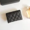 Högsta högkvalitativa lyxdesigner plånbok Frankrike Paris Plaid Caviar Style Woman Mini Card Holders Pure Color äkta läder Sheepskin Texture Purse med