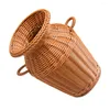 Vasos imitação rattan vaso decoração vintage recipiente de flor cesta criativa tecido pote suporte plástico casa planta