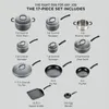 調理器具セットT-Fal究極の硬い陽極酸化ノンスティックセット17ピースオーブンブロイラーセーフ400f蓋350fポットとパン食器洗い機