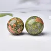 Figuras decorativas bola de cristal natural pequeña esfera de unakita para decoración del hogar