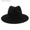 Bonés de bola respirável cor sólida ic preto elástico chapéu Fedora lã neutra feltro jazz chapéu elegante masculino aba larga Panamá Trilby CC24319