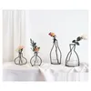 Vase New Style Retro Iron Line Flowers Vase Metal Plant Holder Modern Solid Home Decor Nordic Styles Vase6956064ドロップデリバリーガーデンDHKKQ