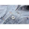 Damenwesten Herbst Vintage Kurze große Tasche abnehmbare Kapuze Denim Weste Frauen Weste ärmellose Jacke Plus Größe lose Jeans weiblich