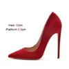 Dress Shoes Plus Size Women Suede High Heels 12CM Fashion Pointed Toe Career Pumps Spring And Autumn New Rose Red Temperament Single3UEG H240321