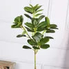 Dekorative Blumen, künstliche Ficus-Pflanzen, Zweige, Kunststoff, gefälschte Blätter, grün für Zuhause, Garten, Zimmer, Shop, Dekoration, Grün mit langem